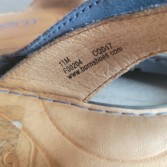 Born Amelie Womens Leather Thong Sandals Size 11M Blue & Tan - Picture 3 of 6